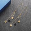 Gold Plated Stainless Steel Colourful Star Decor Drop Chain Earrings